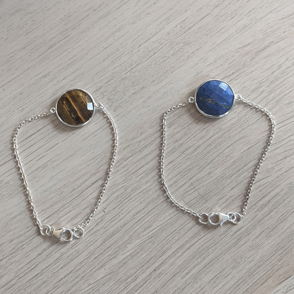 Lapis & Tiger's Eye Sterling Bracelet